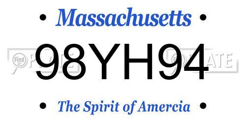 98YH94 Massachusetts License Plate