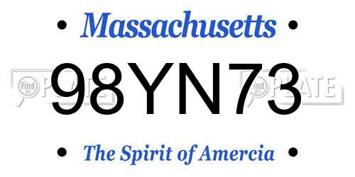 98YN73 Massachusetts License Plate