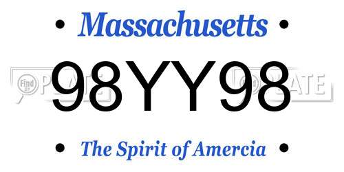 98YY98 Massachusetts License Plate