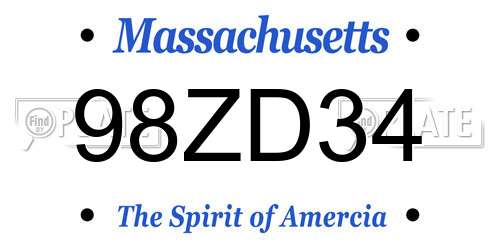 98ZD34 Massachusetts License Plate