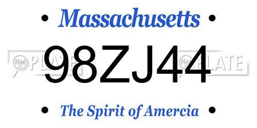 98ZJ44 Massachusetts License Plate