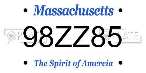 98ZZ85 Massachusetts License Plate