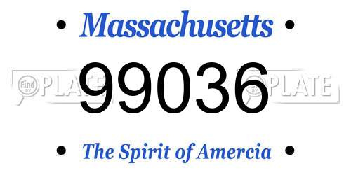 99036 Massachusetts License Plate