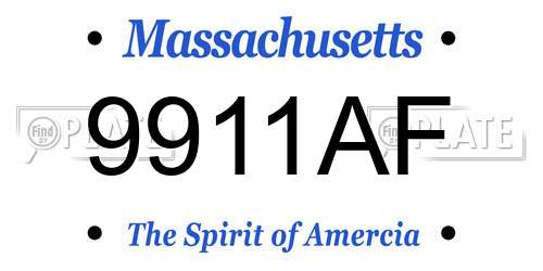 9911AF Massachusetts License Plate