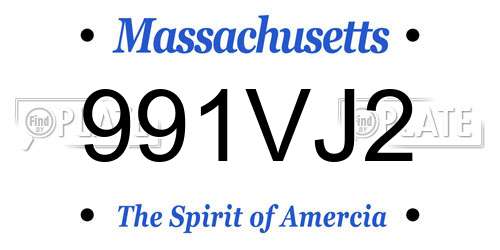 991VJ2 Massachusetts License Plate