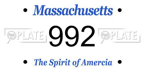 992 Massachusetts License Plate