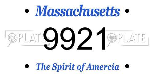 9921 Massachusetts License Plate