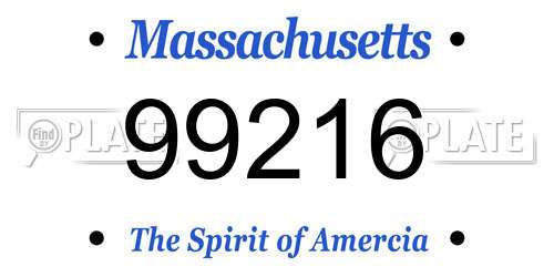99216 Massachusetts License Plate