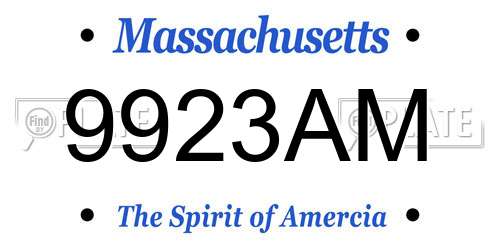 9923AM Massachusetts License Plate