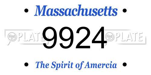 9924 Massachusetts License Plate