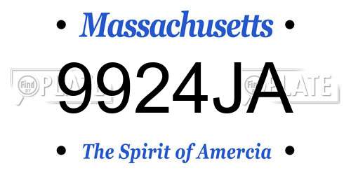 9924JA Massachusetts License Plate