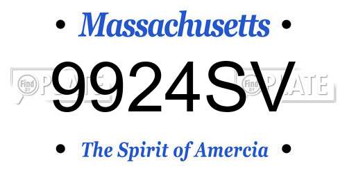 9924SV Massachusetts License Plate