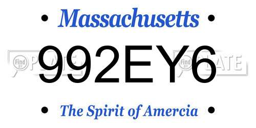 992EY6 Massachusetts License Plate
