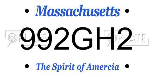 992GH2 Massachusetts License Plate