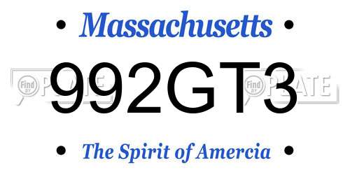 992GT3 Massachusetts License Plate