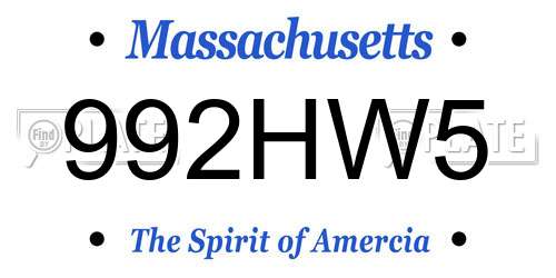 992HW5 Massachusetts License Plate