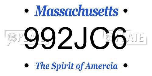 992JC6 Massachusetts License Plate