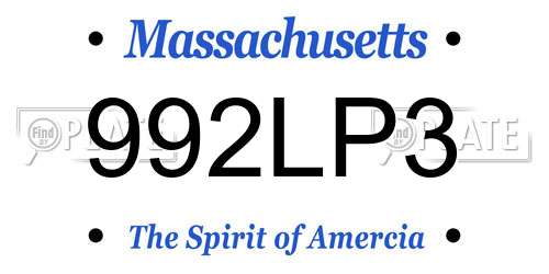 992LP3 Massachusetts License Plate
