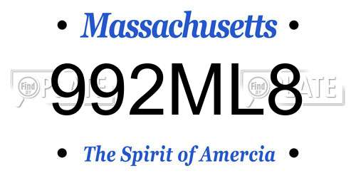 992ML8 Massachusetts License Plate
