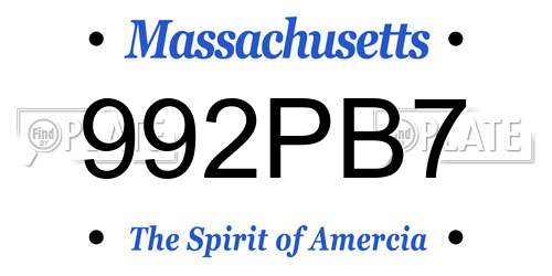 992PB7 Massachusetts License Plate