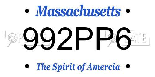 992PP6 Massachusetts License Plate