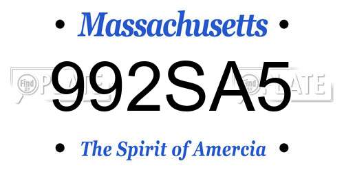 992SA5 Massachusetts License Plate