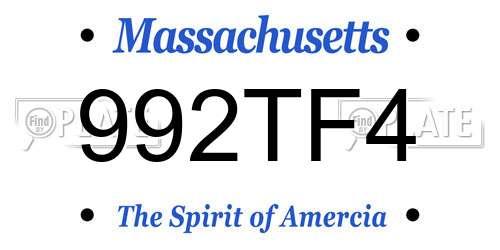 992TF4 Massachusetts License Plate