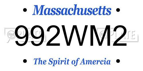 992WM2 Massachusetts License Plate