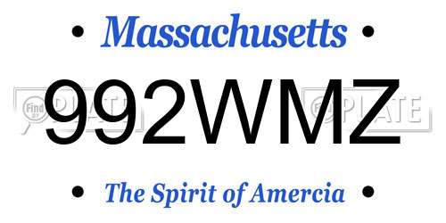 992WMZ Massachusetts License Plate