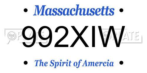 992XIW Massachusetts License Plate