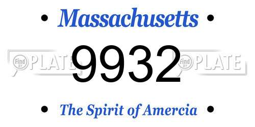 9932 Massachusetts License Plate