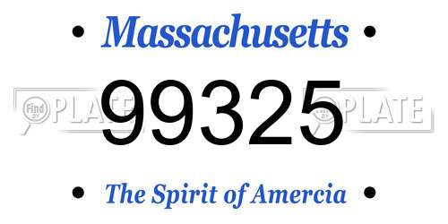 99325 Massachusetts License Plate