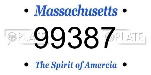 99387 Massachusetts License Plate