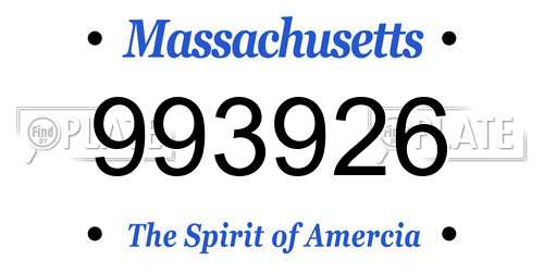 993926 Massachusetts License Plate