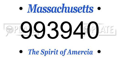 993940 Massachusetts License Plate
