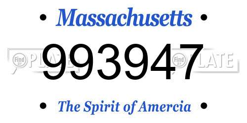 993947 Massachusetts License Plate
