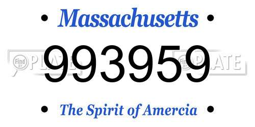 993959 Massachusetts License Plate
