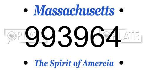 993964 Massachusetts License Plate