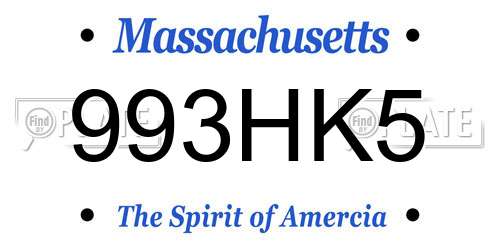 993HK5 Massachusetts License Plate