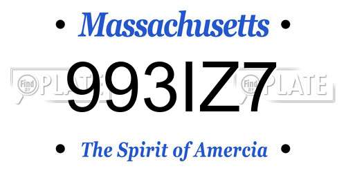993IZ7 Massachusetts License Plate