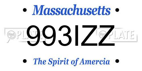 993IZZ Massachusetts License Plate