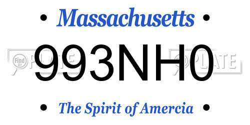 993NH0 Massachusetts License Plate
