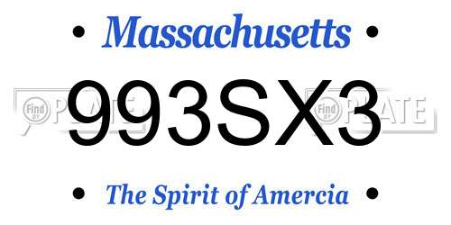 993SX3 Massachusetts License Plate
