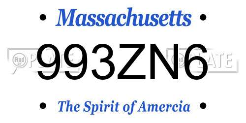 993ZN6 Massachusetts License Plate