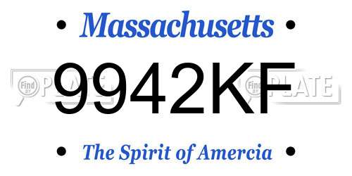 9942KF Massachusetts License Plate