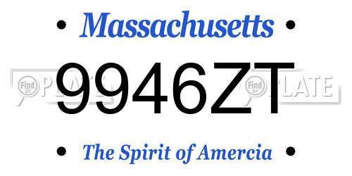 9946ZT Massachusetts License Plate