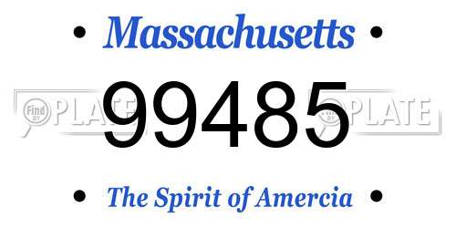99485 Massachusetts License Plate