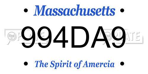 994DA9 Massachusetts License Plate
