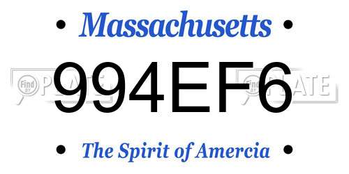994EF6 Massachusetts License Plate