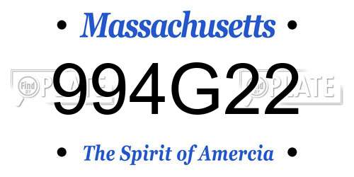 994G22 Massachusetts License Plate